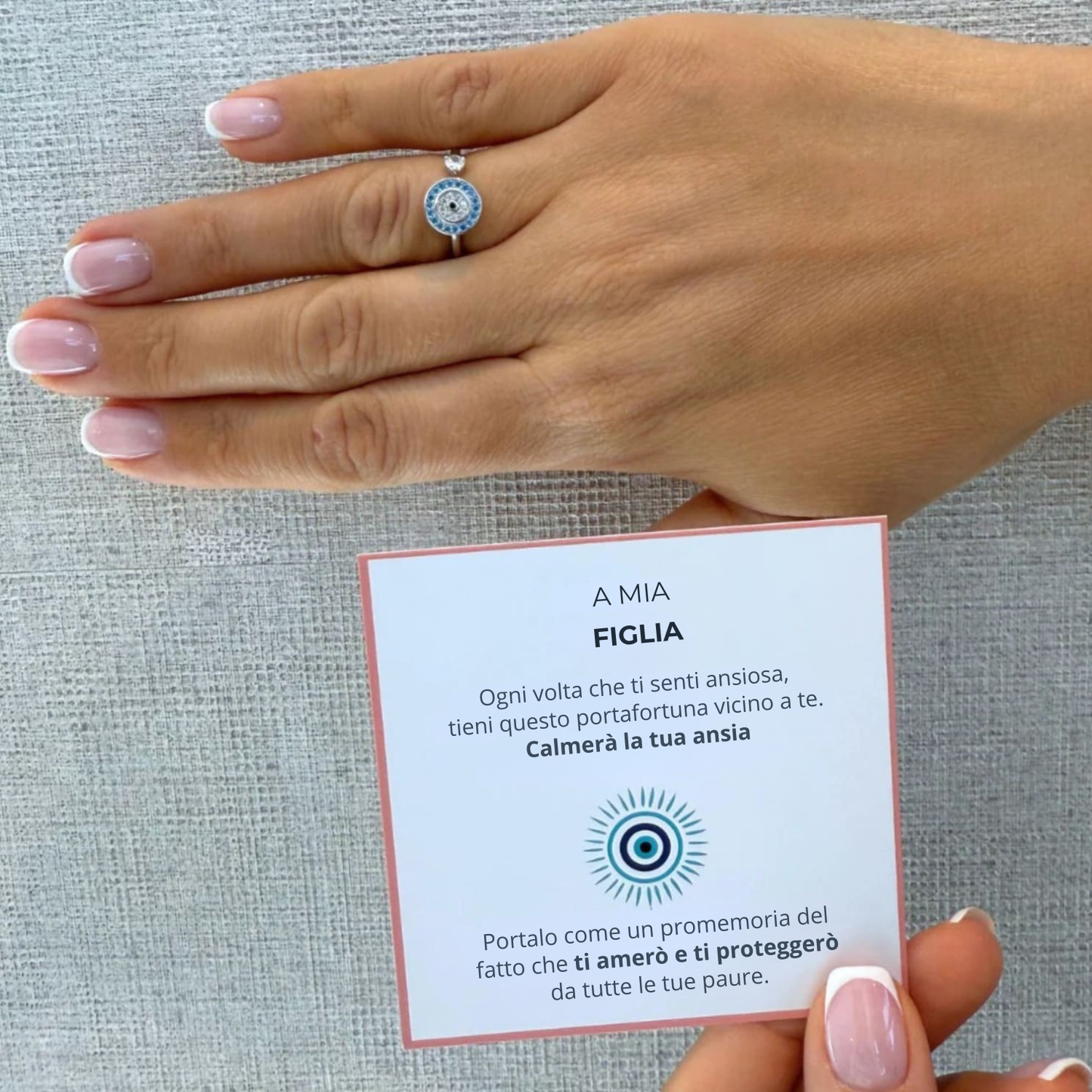 Per mia figlia – Anello portafortuna regolabile “OCCHIO GRECO”